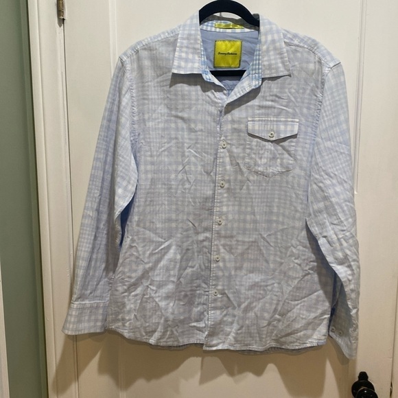 Timmy Bahama Ling sleeve blue plaid cotton shirt large - Picture 1 of 11